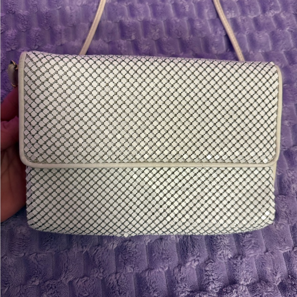 Vintage Whiting & Davis White and Black Crossbody Bag